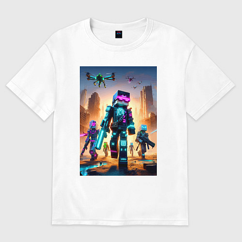 Мужская футболка оверсайз Minecraft - cyberpunk ai art fantasy / Белый – фото 1