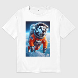 Мужская футболка оверсайз Далматинец бравый космонавт - нейроарт фантазия