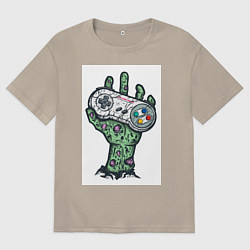 Футболка оверсайз мужская Компьютерная жизнь в руках, цвет: миндальный