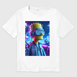Футболка оверсайз мужская Cyber Bart - ai art neon, цвет: белый