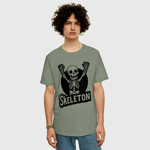 Мужская футболка оверсайз Skeleton с поднятыми руками / Авокадо – фото 3