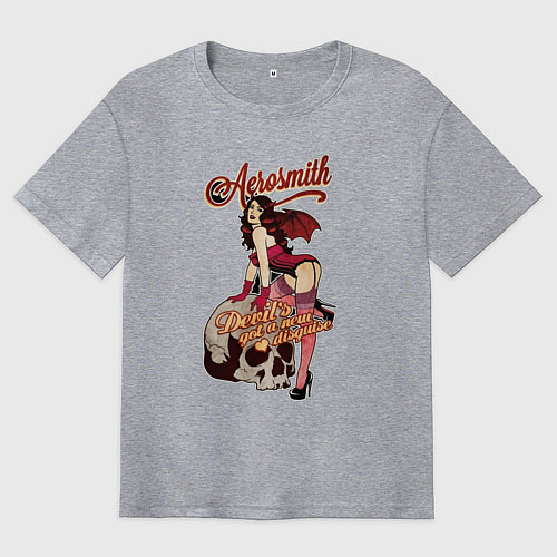 Мужская футболка оверсайз Aerosmith Woman / Меланж – фото 1