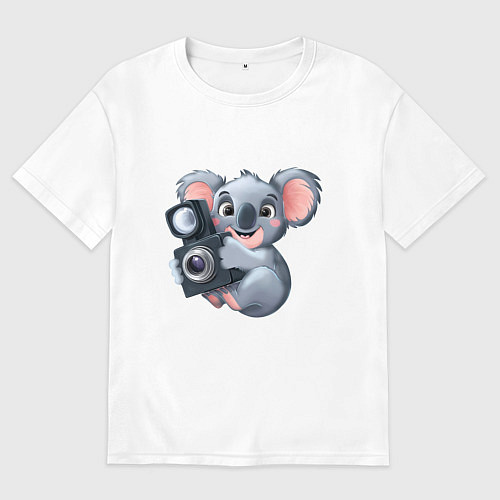 Мужская футболка оверсайз Коала фотограф / Белый – фото 1