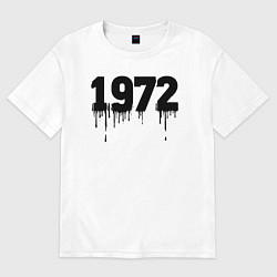 Футболка оверсайз мужская 1972 год растекшейся краской, цвет: белый