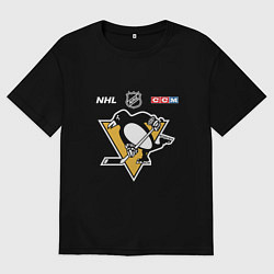 Футболка оверсайз мужская Питтсбург Пингвинз - НХЛ команда, цвет: черный