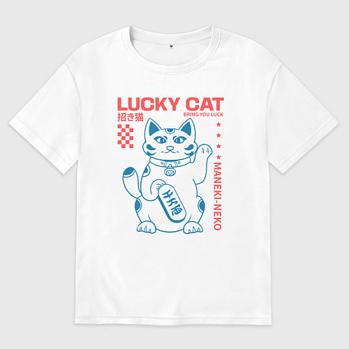 Мужская футболка оверсайз Maneki neko / Белый – фото 1