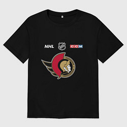 Футболка оверсайз мужская Оттава Сенаторз - логотип команды, цвет: черный