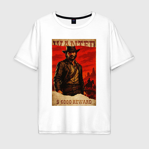 Мужская футболка оверсайз Red dead redemtion постер / Белый – фото 1