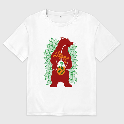 Мужская футболка оверсайз Медведь и обед - аппетит / Белый – фото 1