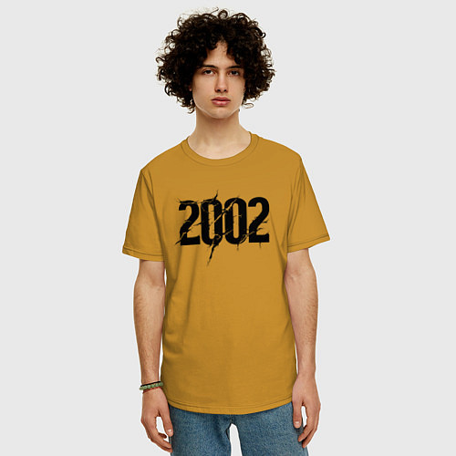 Мужская футболка оверсайз Разрушенный 2002 / Горчичный – фото 3