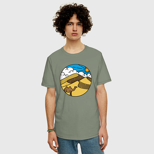 Мужская футболка оверсайз Desert camel / Авокадо – фото 3