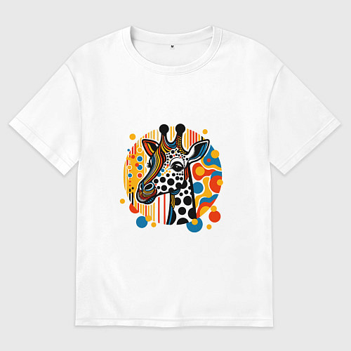 Мужская футболка оверсайз Абстракция жираф в точечку / Белый – фото 1