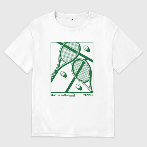 Мужская футболка оверсайз Теннисный корт / Белый – фото 1