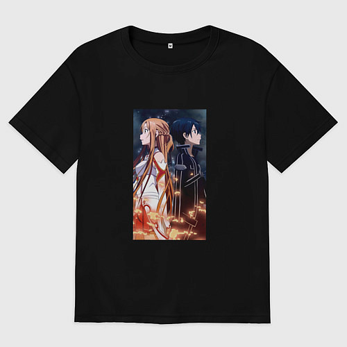Мужская футболка оверсайз САО - Kirito Asuna / Черный – фото 1