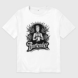 Футболка оверсайз мужская Бармен орнамент, цвет: белый