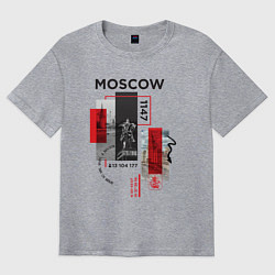 Футболка оверсайз мужская Москва коллаж, цвет: меланж
