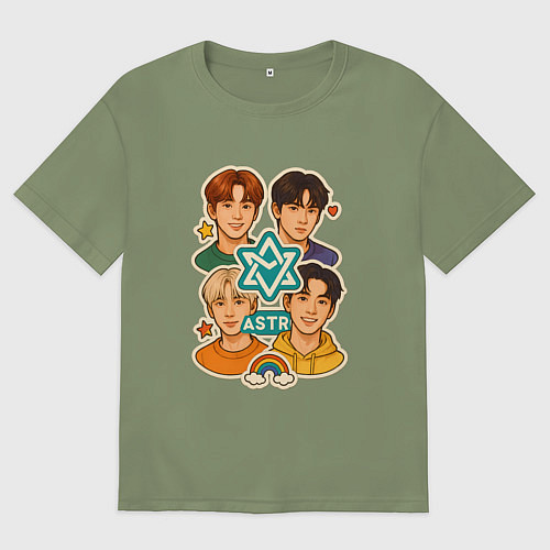 Мужская футболка оверсайз Astro в виде стикеров / Авокадо – фото 1