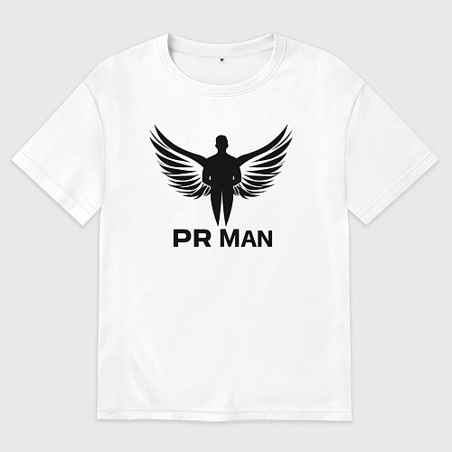 Мужская футболка оверсайз Пиарщик с крыльями / Белый – фото 1