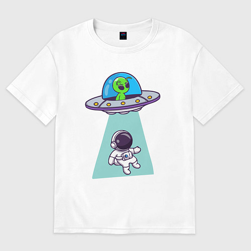 Мужская футболка оверсайз Похищение космонавта / Белый – фото 1