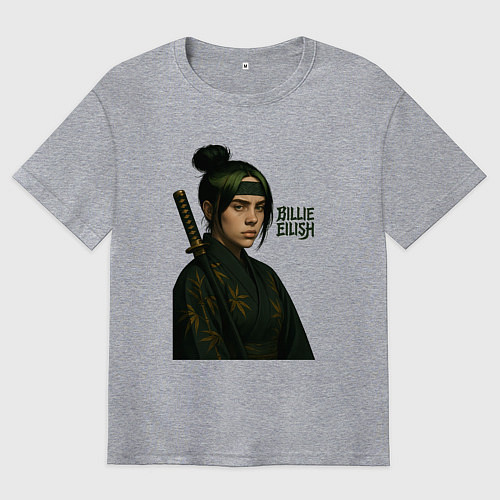 Мужская футболка оверсайз Билли Айлиш ниндзя / Меланж – фото 1