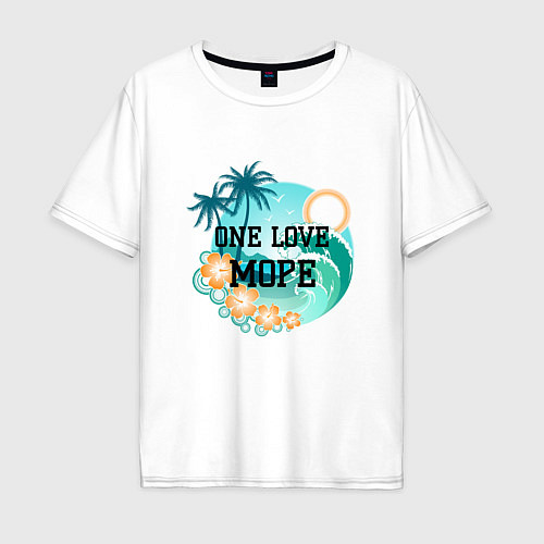 Мужская футболка оверсайз One love море / Белый – фото 1