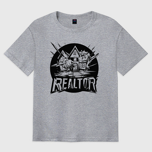Мужская футболка оверсайз Риелтор дом / Меланж – фото 1