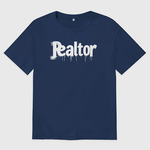 Мужская футболка оверсайз Граффити риэлтор / Тёмно-синий – фото 1