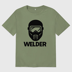 Футболка оверсайз мужская Маска сварщика, цвет: авокадо