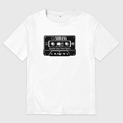 Футболка оверсайз мужская Нирвана аудиокассета, цвет: белый