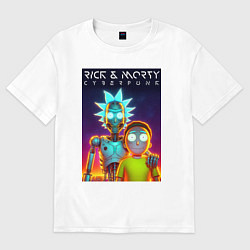 Футболка оверсайз мужская Cyborg Rick and Morty - ai art fantasy, цвет: белый