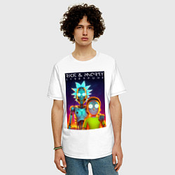 Футболка оверсайз мужская Cyborg Rick and Morty - ai art fantasy, цвет: белый — фото 2