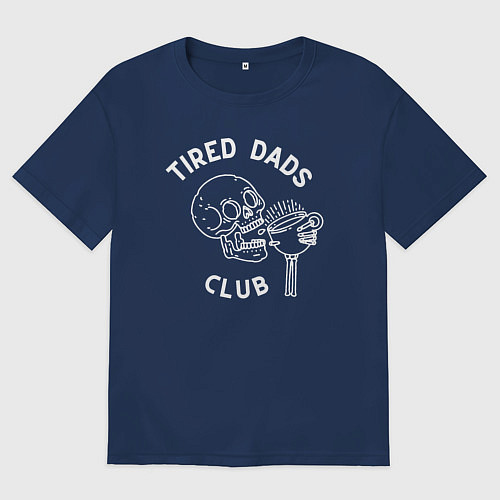 Мужская футболка оверсайз Tired Dads Club белый / Тёмно-синий – фото 1
