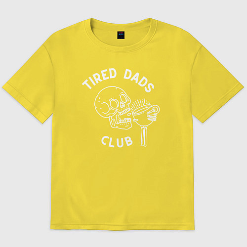 Мужская футболка оверсайз Tired Dads Club белый / Желтый – фото 1