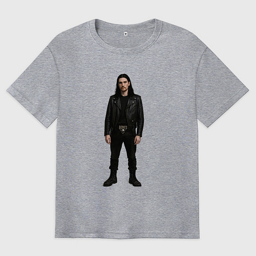 Мужская футболка оверсайз Bones во весь рост / Меланж – фото 1