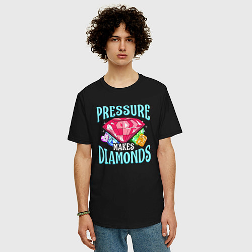 Мужская футболка оверсайз Diamonds / Черный – фото 3