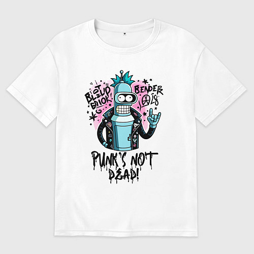 Мужская футболка оверсайз Graffiti Bender - punks not dead / Белый – фото 1