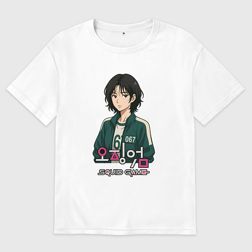 Мужская футболка оверсайз Игрок 067 в аниме стиле / Белый – фото 1