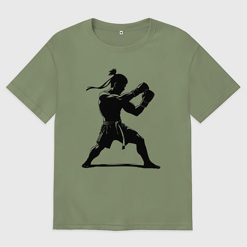 Мужская футболка оверсайз Тайский боксер / Авокадо – фото 1