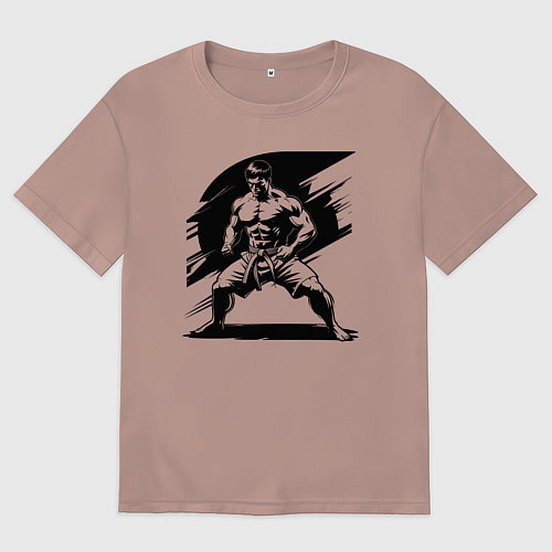 Мужская футболка оверсайз Мускулистый самбист / Пыльно-розовый – фото 1