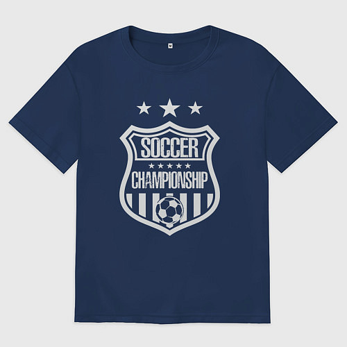 Мужская футболка оверсайз Чемпионат по соккеру / Тёмно-синий – фото 1