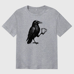 Футболка оверсайз мужская Черный ворон с кофе, цвет: меланж