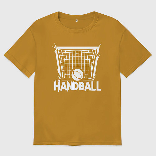 Мужская футболка оверсайз Гандбольный мяч в воротах / Горчичный – фото 1
