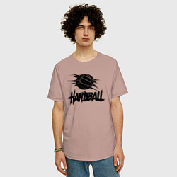 Футболка оверсайз мужская Динамичный гандбол, цвет: пыльно-розовый — фото 2
