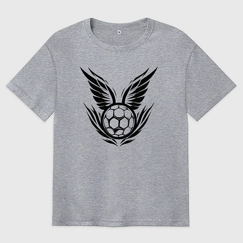 Мужская футболка оверсайз Крылатый мяч гандбол / Меланж – фото 1