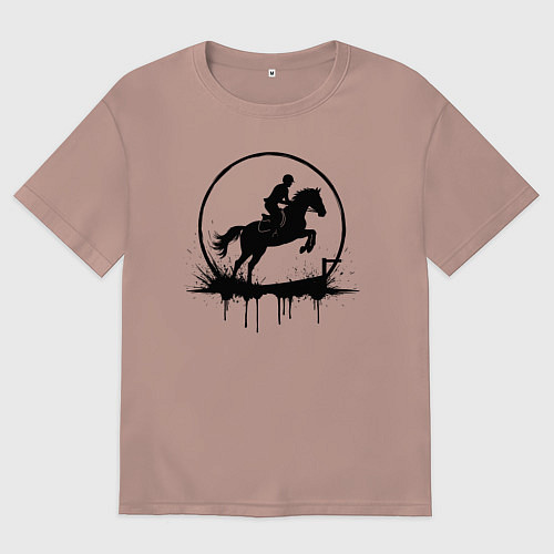 Мужская футболка оверсайз Скакун в круге / Пыльно-розовый – фото 1