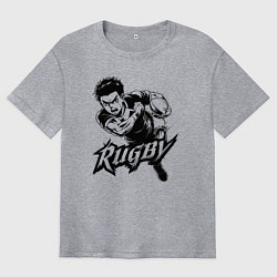 Футболка оверсайз мужская Регбийный рывок аниме, цвет: меланж