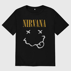 Футболка оверсайз мужская Нирвана рок музыка, цвет: черный
