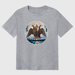 Футболка оверсайз мужская Если ангел твой за твоим плечом то гром и молния т, цвет: меланж