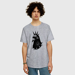 Футболка оверсайз мужская Панк голубь, цвет: меланж — фото 2