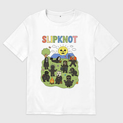 Футболка оверсайз мужская Slipknot мультяшный стиль, цвет: белый